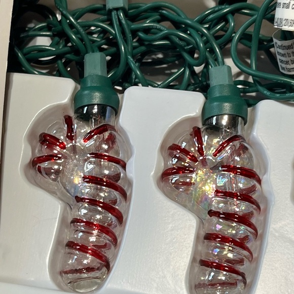 Vintage Glass Candy Cane Indoor String Light Set 10 Lights 7 ft Long NOS - Picture 1 of 7